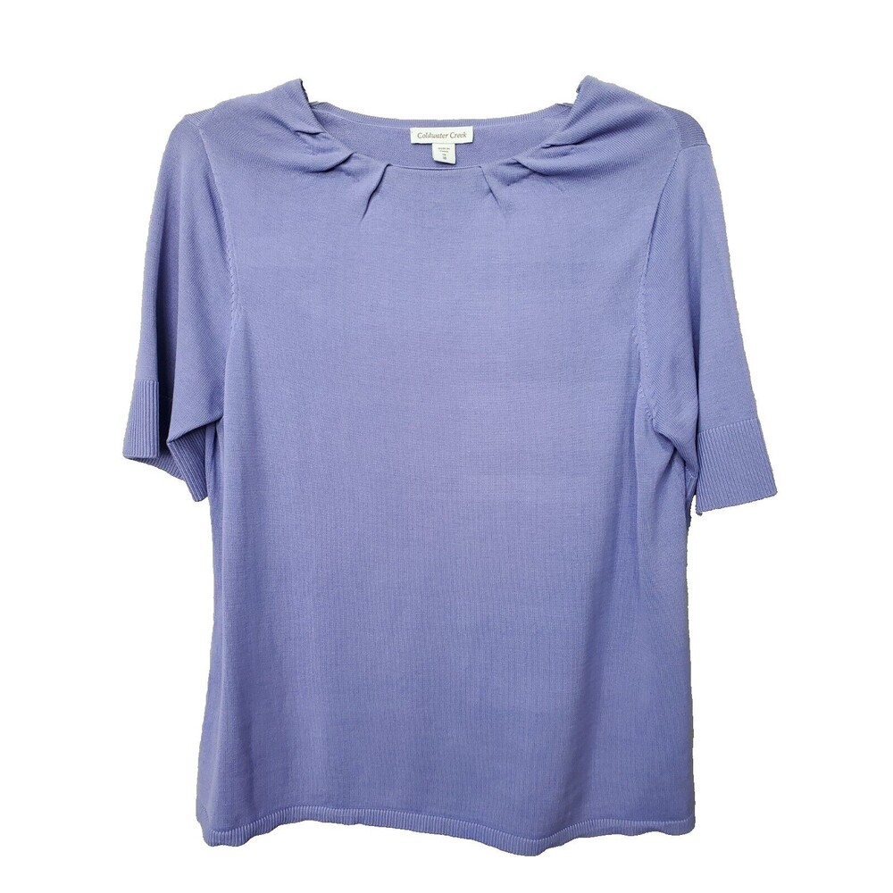 Coldwater Creek Purple Silk/Cotton Blend Short Sleeve Knit Top Size 1X